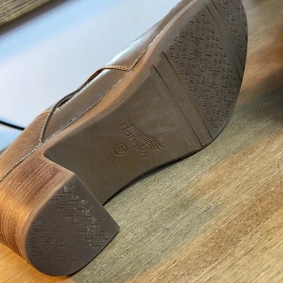 Dansko Brown Leather Heeled Mules - Picture 9 of 10